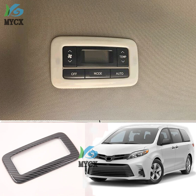 AC Swtich Cover Trim For Toyota Sienna 2019 2020 Carbon Fiber Car Styling Air Conditioning Adjustment Frame Sticker Accessories