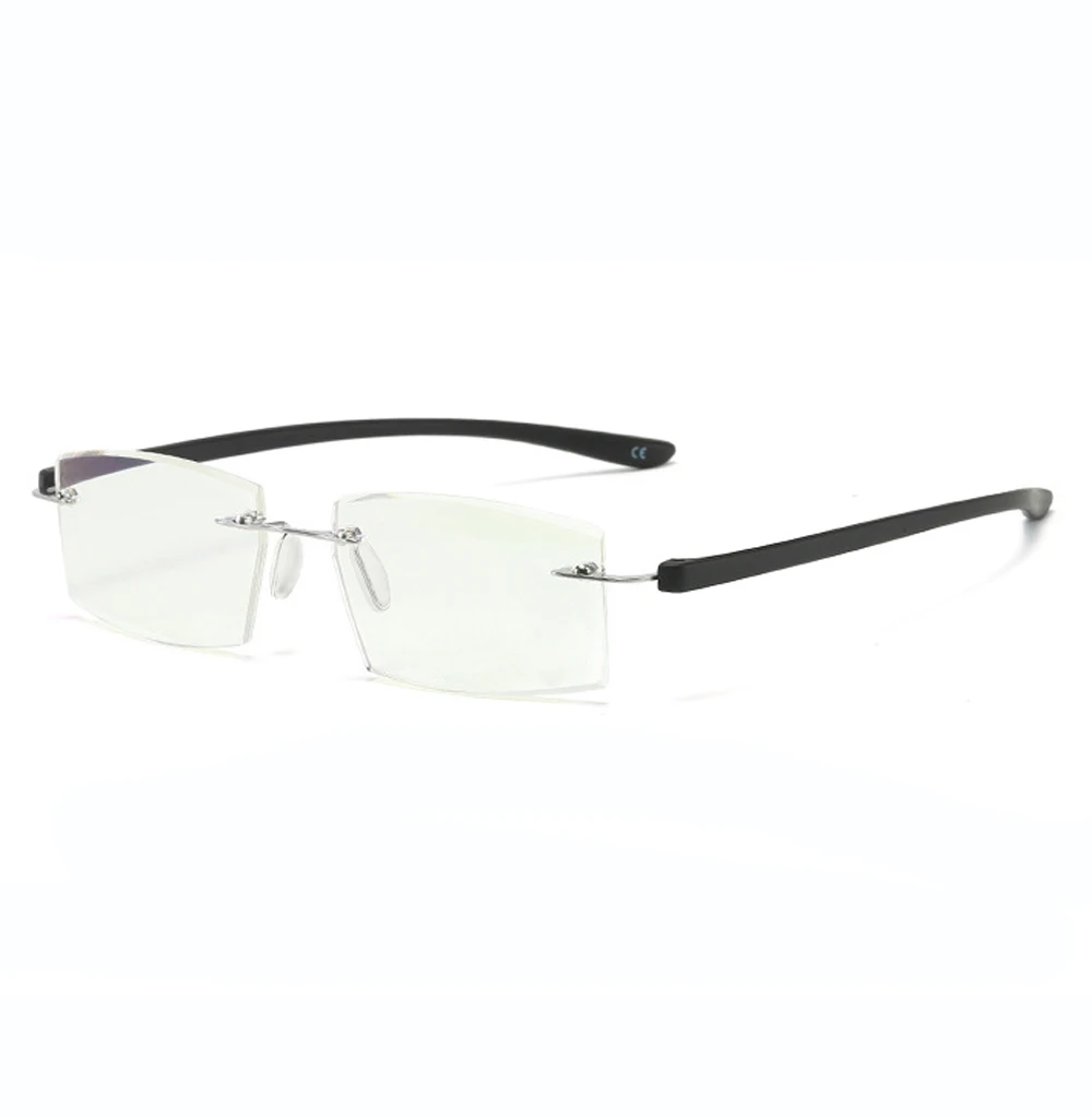 Super Light Fashion Men's Business Rimless Anti Blu Light Reading Glasses +0.75 +1 +1.25 +1.5 +1.75 +2 +2.25 +2.5 +2.75 +3 to +4