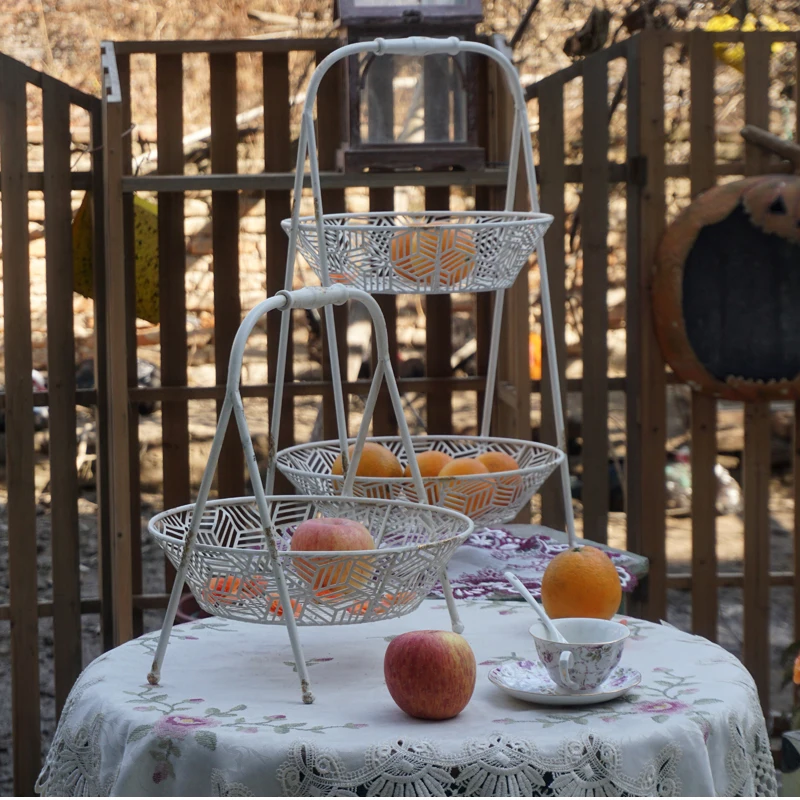 

round rustic metal shabby chic basket white