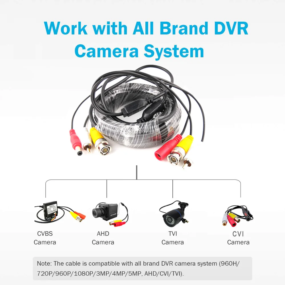 BNC CCTV Cable Coaxial 5M 10M Security Camera Video Audio Power BNC Cable for AHD CVI TVI CCTV DVR Surveillance System