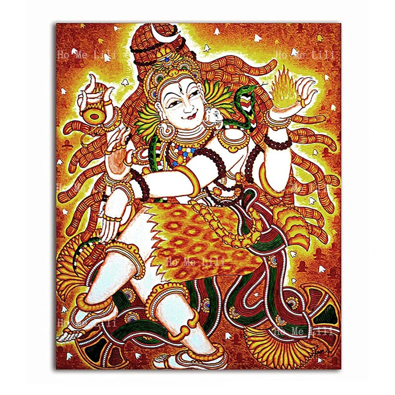 Shiva Ganesh Canvas Wall Art Goddess Durga Painting Spiritual Hindu Religious God Watercolor Paintin For Livingroom Bedroom Deco