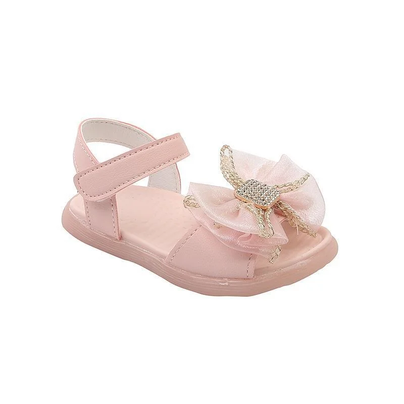 Summer Newborn Infant Baby Girls Bowknot Princess Shoes Toddler Kids Pink White Lace Rubber Sandals New 1 2 3 4 5 6 Years Old