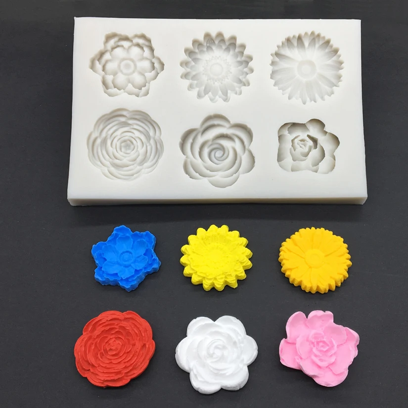 

Sunflower Rose Chrysanthemum Silicone Sugarcraft Mold Chocolate Cupcake Baking Fondant Cake Decorating Tools