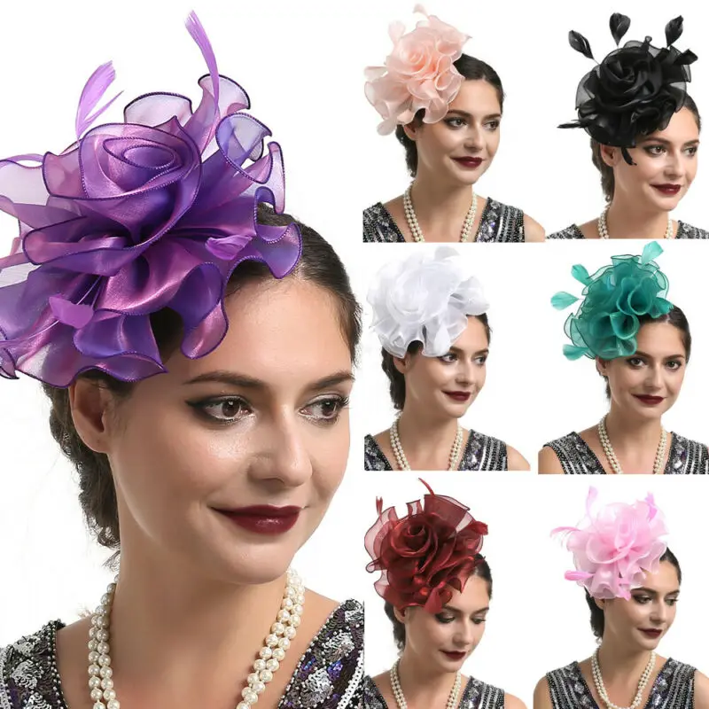 Fashion Feather Mesh Fascinator Hat Hair Clip Women Cocktail Wedding Party Bridal Hat Fascinator Ladies Dress Hair Headband