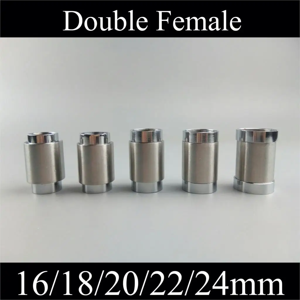 더블 암컷 수도꼭지 어댑터, 16mm, 18mm, 20mm, 22mm, 24mm