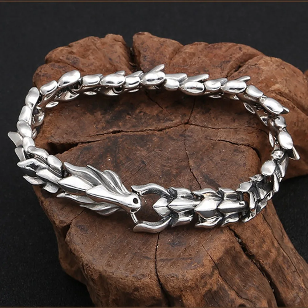 New S925 Sterling Silver Jewelry Stylish Retro Personality Wide Version Domineering Leading Bracelet for Man Fine Choice Jewelry
