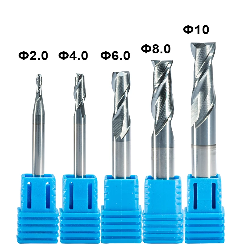 5pc HRC55 Endmill Cutting 2 Flute Mill 2mm 4mm 6mm 8mm 10mm Alloy Carbide Tungsten Steel Milling Cutter End Mill Metal Aluminum