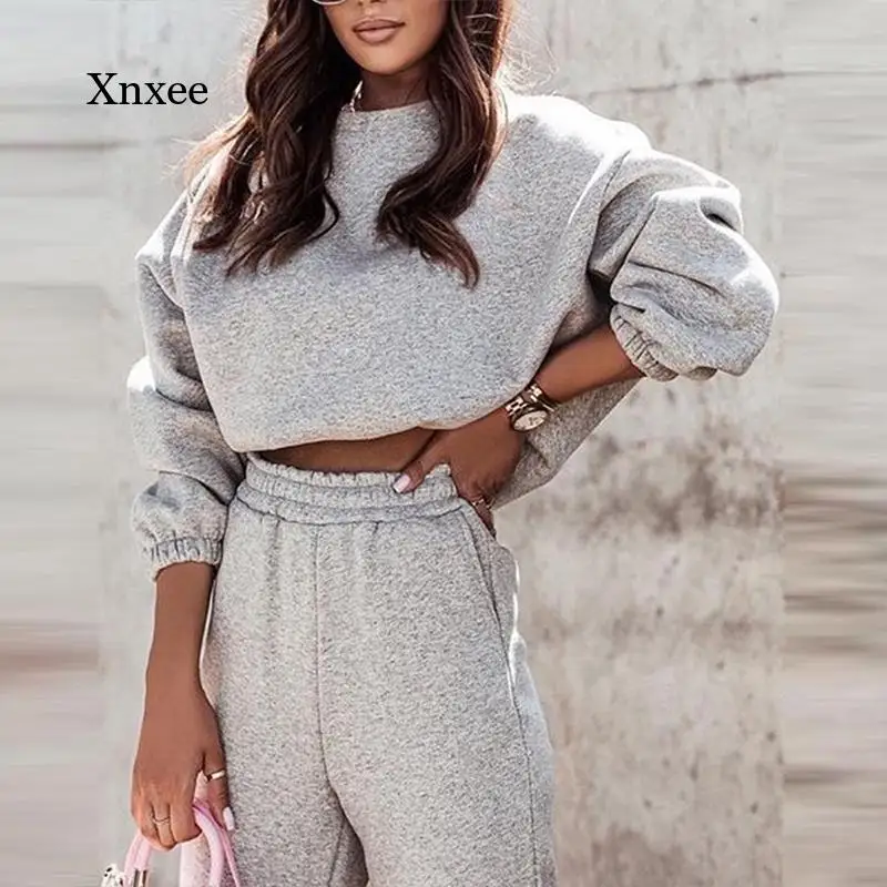 Women's Fashion Cool Side Stripes Sequined Sportswear Two-Piece Casual Long-Sleeved Sweater Hoodie Top + Trousers Ladies Suit