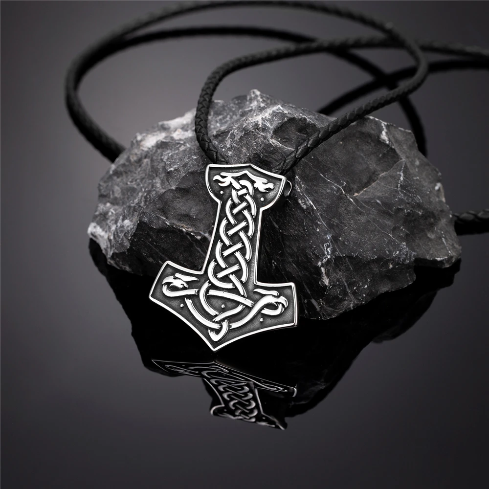 Herren-Halskette aus Edelstahl mit Mjölnir-Thor-Hammer, Wikinger, nordische Runen, slawisches Amulett, Anhänger, verblasst nicht, goldfarbener Schmuck, Geschenk – Detail 8