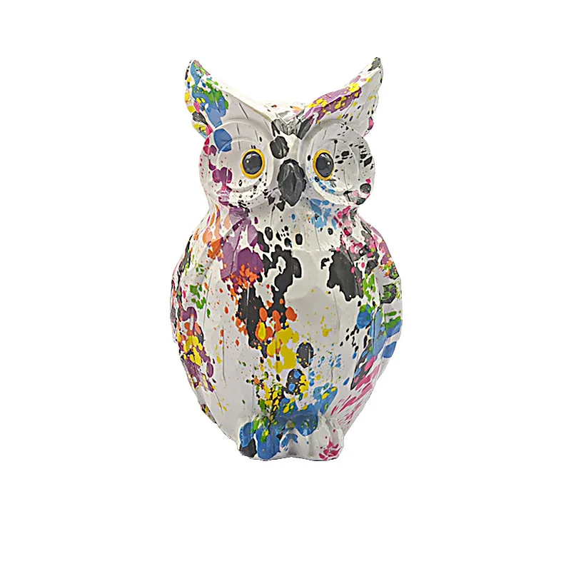 

Colorful Creative Art Owl Ornaments Creative Water Transfer Animal Resin Crafts Home Office Decorations Home Accessories