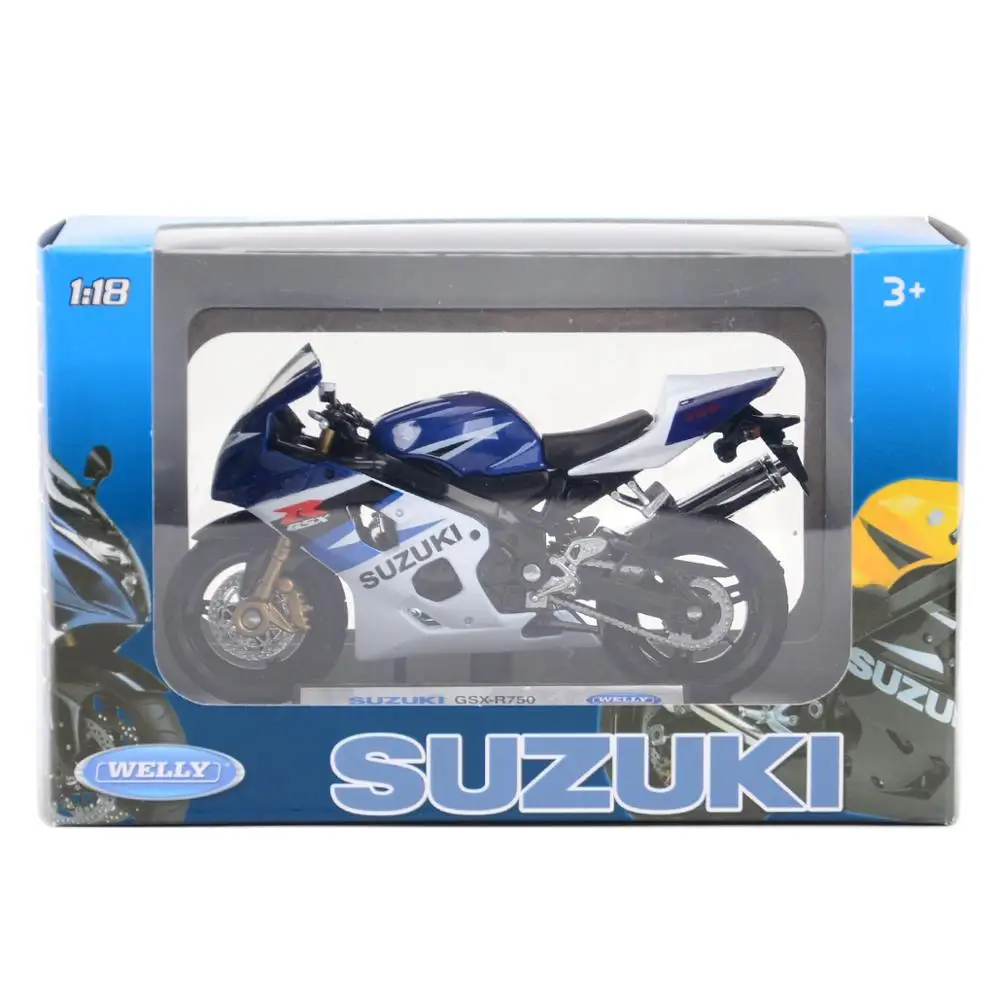 Welly 1:18 Suzuki GSX-R750 Die Cast Vehicles Collectible Hobbies Motorcycle Model Toys