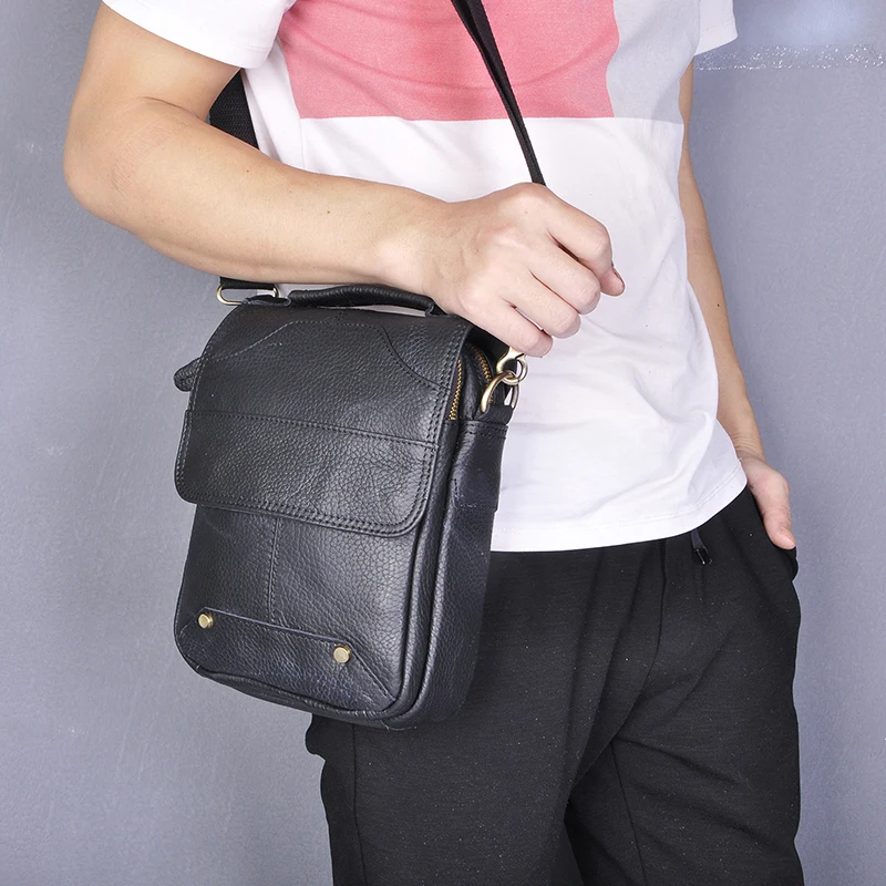 Hot Sale Genuine Leather Male Fashion Travel Tote Messenger Designer Satchel Cross-body Shoulder bag 8\