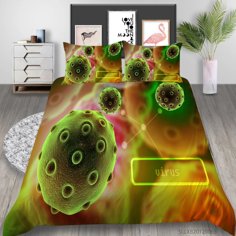 Home Textile 3D Bedding Set Microorganism Duvet Cover Set Polyester Bedclothes 2/3 Pcs King Queen Full Double Single Twin Size