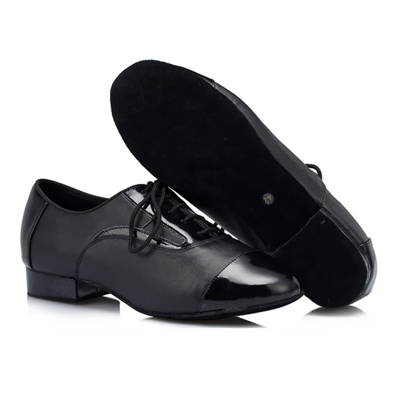 Sapatos de dança masculinos de camurça genuína, sapatos pretos para baile, salão de baile, tango latino Modern Samba Rumba Salsa, 2 saltos, EU39-45, profissional