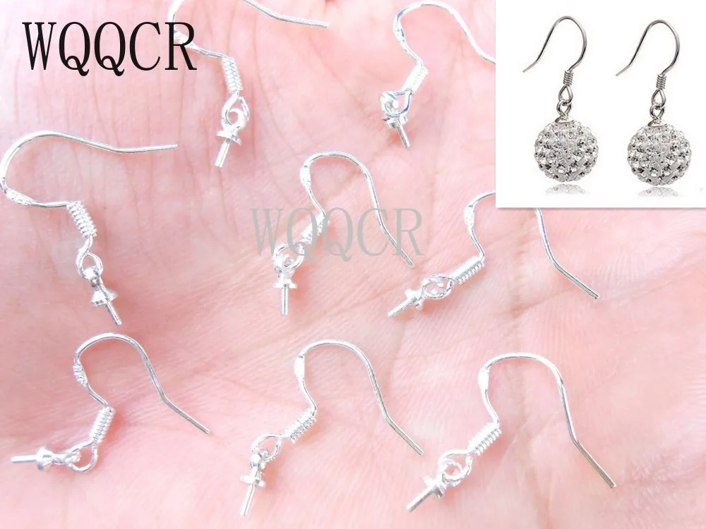 

Free Shipping 100PCS Wholesale Jewelry Making Beads 925 Stamped Silver colorAccessory Findings Joint Earrings Hook Earwire