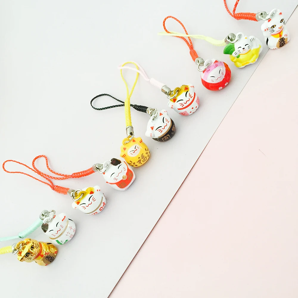 1 قطعة kawaii القط جرس الهاتف الأشرطة لطيف لاكي القط سحر قلادة ل فون اكسسوارات الهاتف المحمول الأشرطة الجدة الهدايا #3