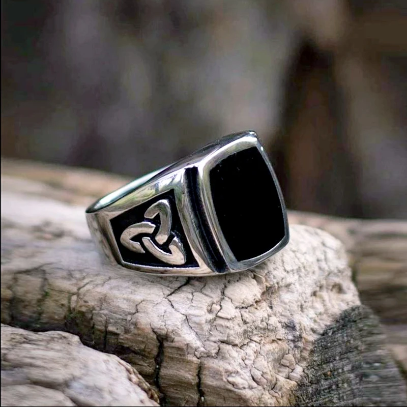 Beier 316L Stainless Steel Nordic Vikings Celt ic Knot black colour High Quality fashion wholesale ring jewelry LR037