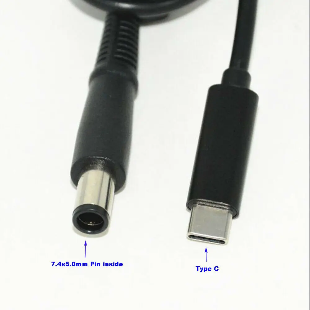 USB-C Type C to 7.4*5.0mm Round Tip DC PD Cable for Dell 65W or below laptops