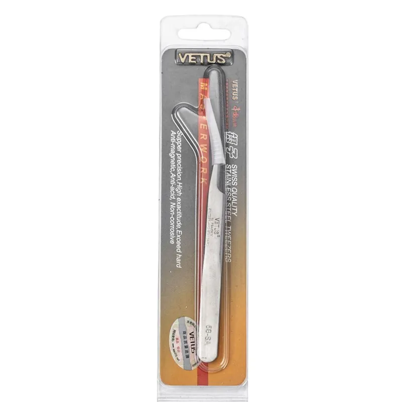 VETUS 5B-SA Tweezers For Eyelash Extension Professional Stainless Steel False Eyelash Tweezers Non-magnetic 3D accurate tweezers