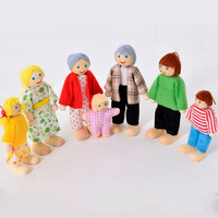 New Wooden Furniture Miniature Toy Mini Wood Dolls Family Doll Kids Children House Play Toy Boys Girls Gifts