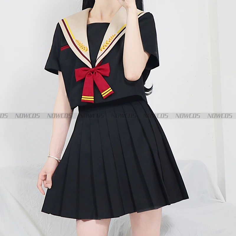 Uniforme escolar Original japonés con punta de lirio, traje de uniforme JK de manga corta, Falda plisada de verano