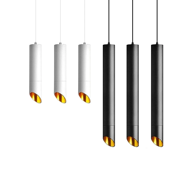 Cylinder Dimmable LED Pendant Lights Long Tube Lamps Kitchen Dining Room Shop Bar Decoration Cord Pendant Lamp Background Lights