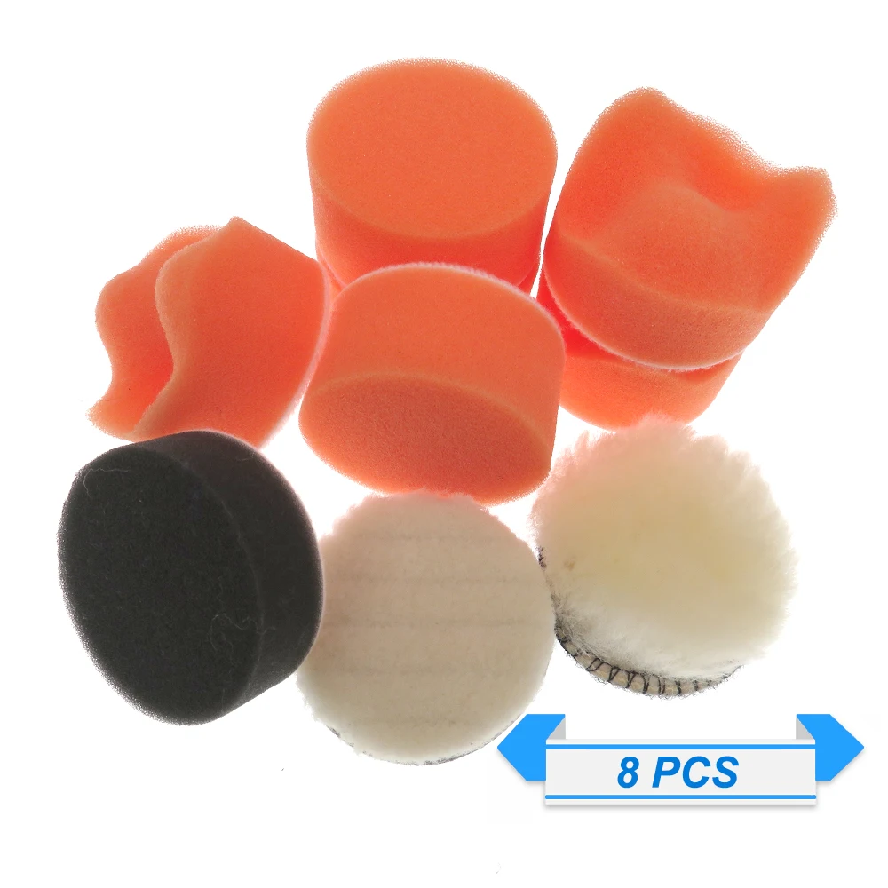 9Pcs 2 Inch Buffing Polishing Pad Kit Car Sponge Buff Pad Grip Wool Pad For Buffer Polisher Drill Adapter Sanding Waxing Cutting