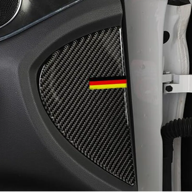 Garniture de décoration de panneau de porte avant en fibre de carbone, accessoires de voiture, Mercedes Benz Classe C W205, GLC X253, 2015-2018, 2 pièces