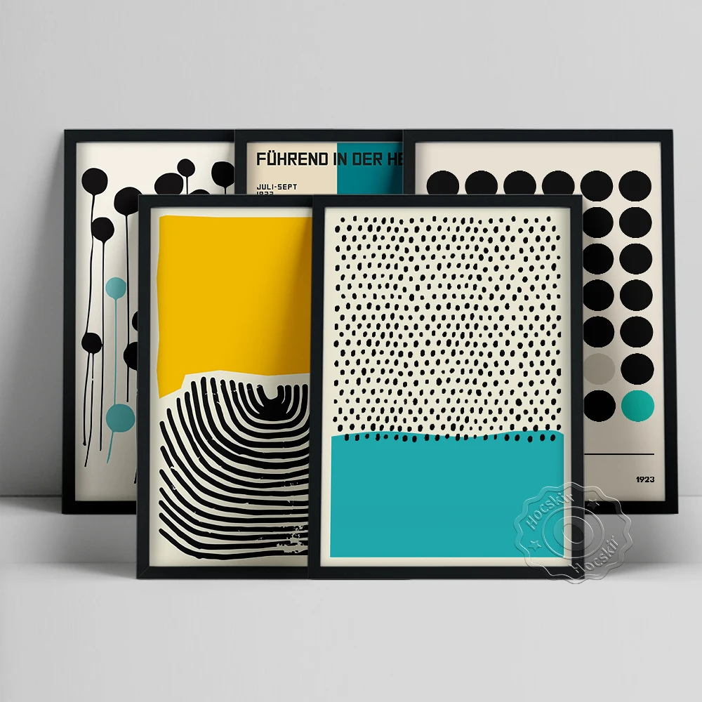Bauhaus Exhibition Architecture Poster, Minimalist Bauhaus Wall Art, Abstraction Geometry Wall Picture, Circle Patten Art Prints
