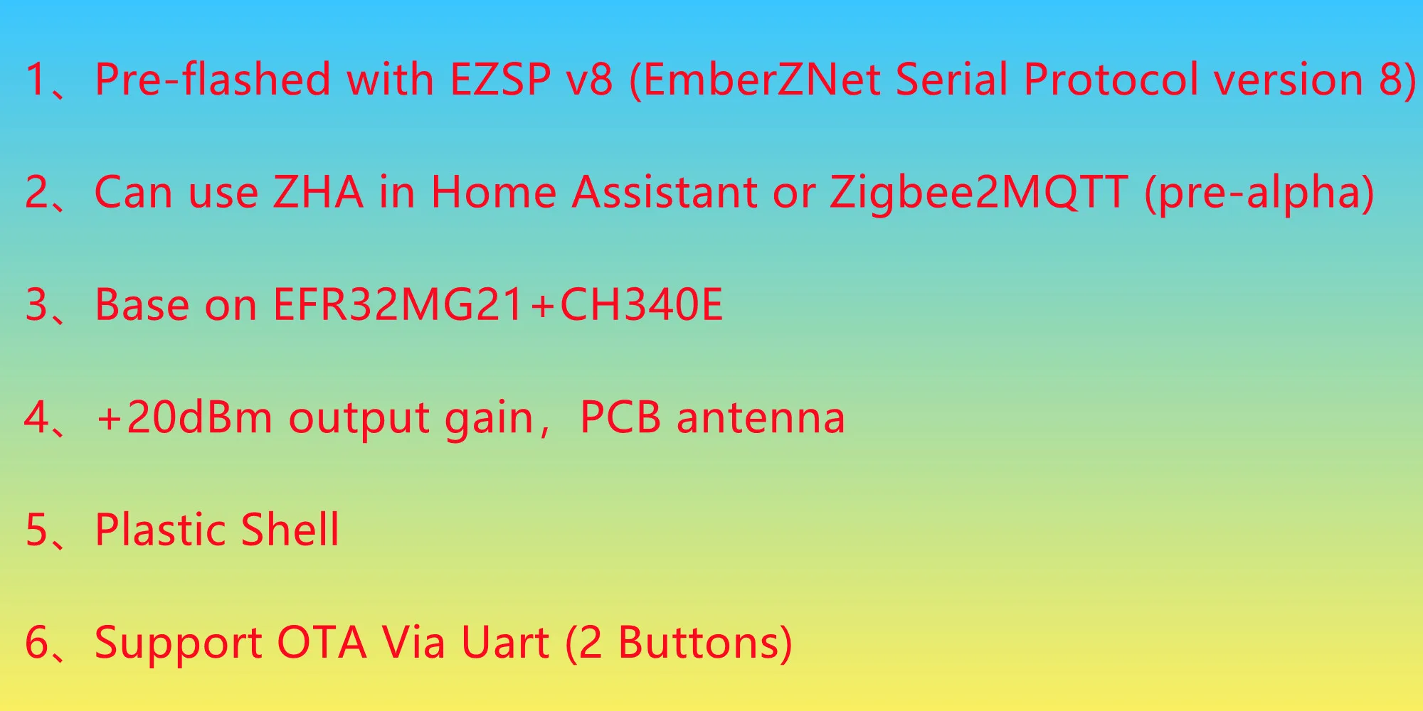 Imagem -02 - Silicon Labs Universal Gateway Dongle Usb Assistente Doméstico Zigbee 3.0 Zha Ezsp Ncp Efr32mg21 Pcs