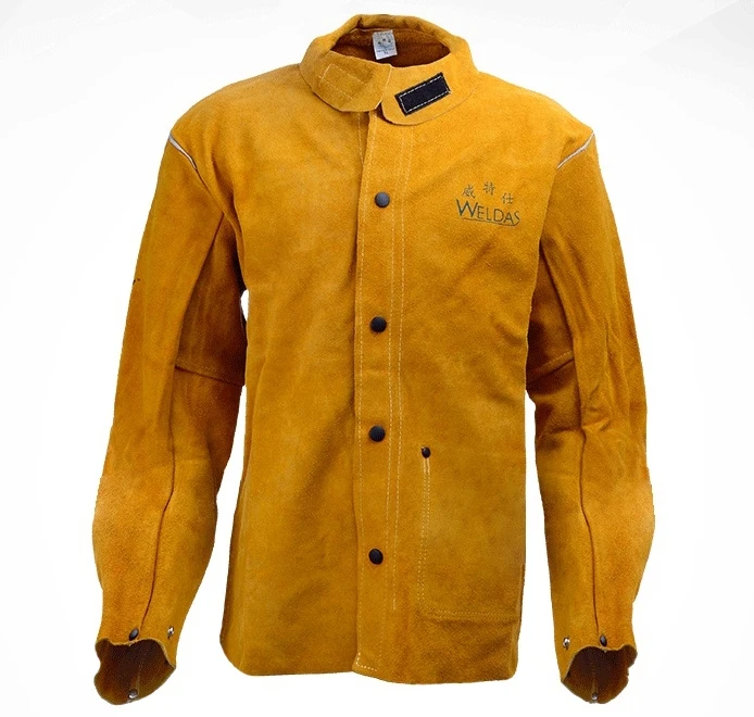 

Fire Proof Welder Clothing Flame Retardant Welding Jacket Welder Apron Argon Arc Coverall Safety Split Cow Leather FR Cotton