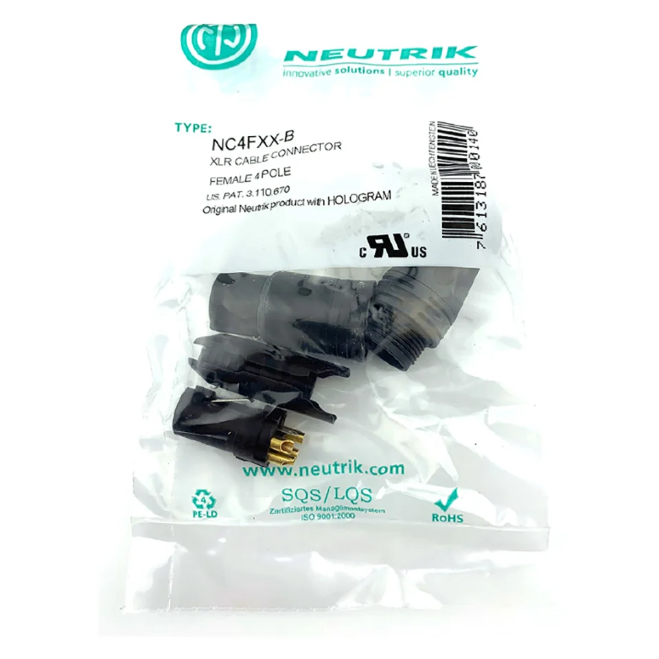 NC4FXX-B оригинальный Swiss Neutrik четыре ядра cannon XLR черная Золотая версия сбалансированный разъем для наушников