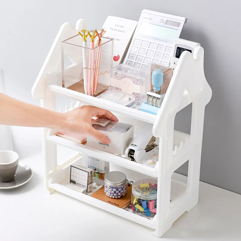 Cute Double Layer Mesh File Tray Organizer Document Magazine Rack Plastic Book Holder Desktop Storage Basket Shelf Stationery