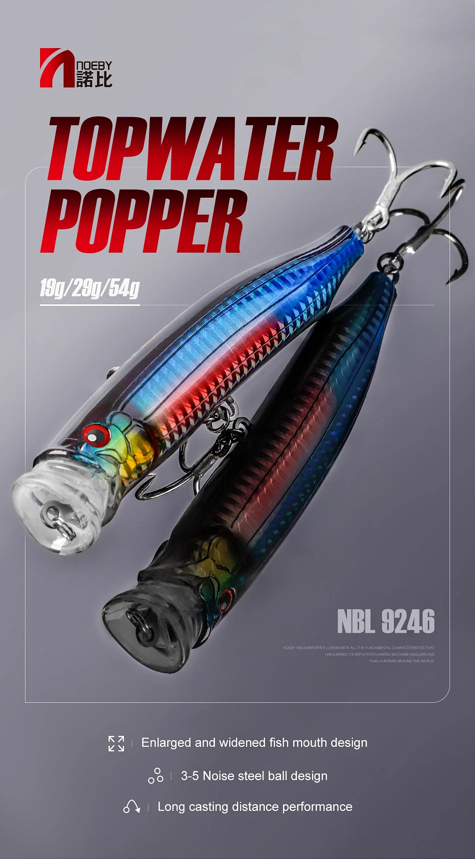 Leurre Popper Noeby 11cm 26g Pour Pêche En Mer - Nage En Surface