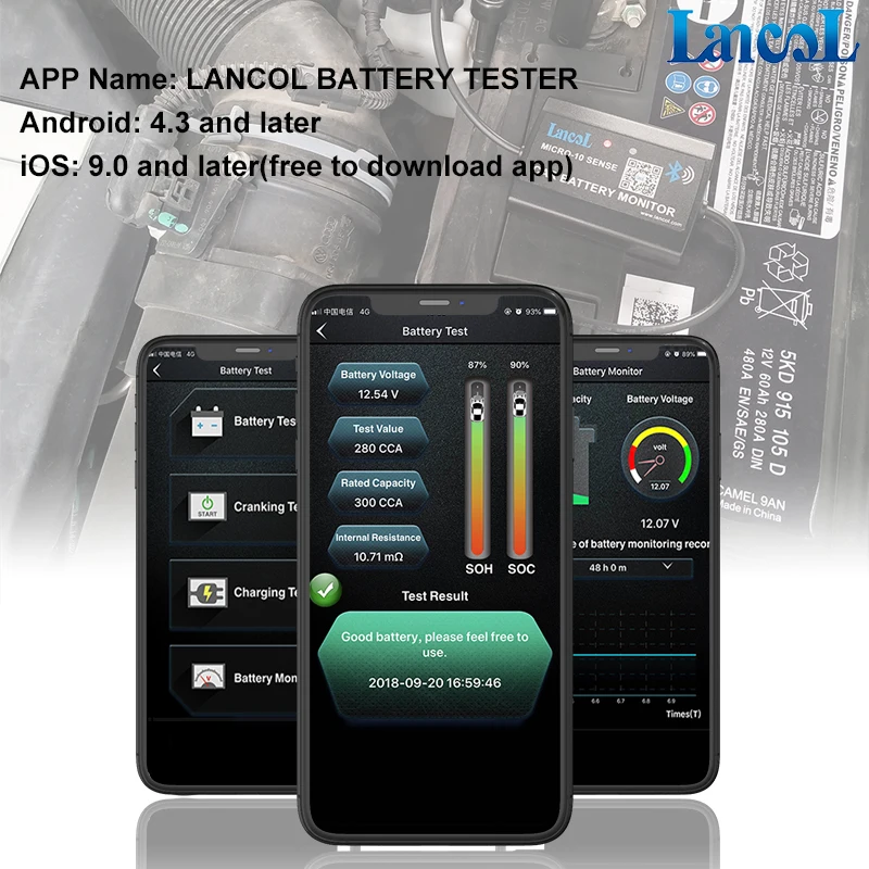 Lancol MICRO-10 Automotive Battery Analyzer CCA Battery Testing 12V CAR BATTERY TESTER With Bluetooth Battery Monitor