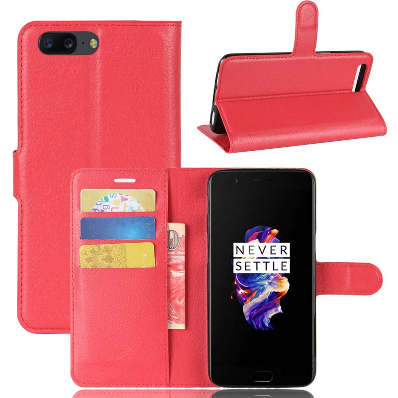 for OnePlus 5T A5010 Luxury Wallet Flip Leather Case for OnePlus 5 A5000 5.5-inch phone Back Cover Housing case shell with Stand