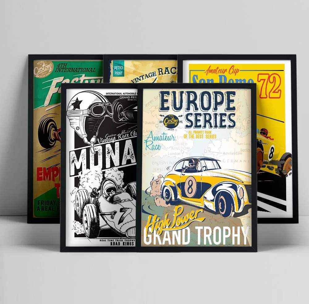 Vintage Monaco San Remo Empire Road Race Trophy Car Poster Modern Wall Pictures Canvas Painting for Living Room Home Decoration