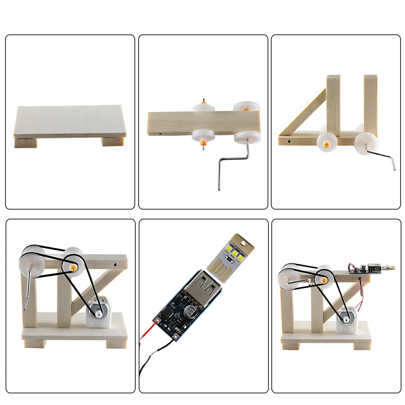 new DIY led light for children scientific experiment electromagnetic induction wood bulb lamp