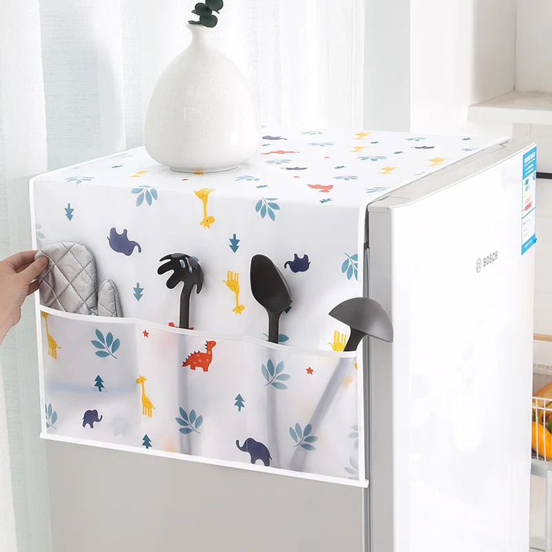 Cartoon Household Refrigerator Dust Cover Multifunctional Hanging Storage Bag for Washing Machine Dust cover Fridge Top Covers