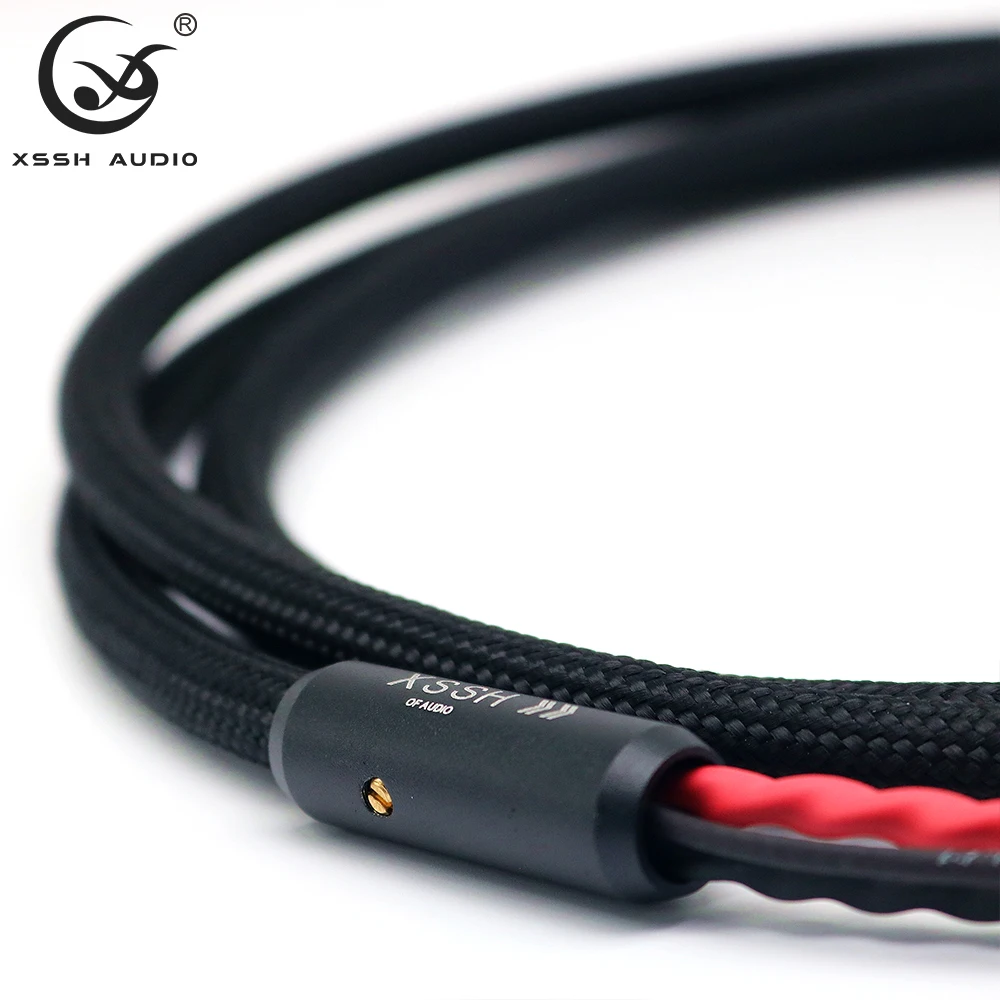 신호 코드 XSSH 4 코어 순수 구리 OFC 도금 실버 쉴드 2 RCA 2 RCA 접지 U 스페이드 와이어 플러그 오디오 Phono Tonearm 케이블