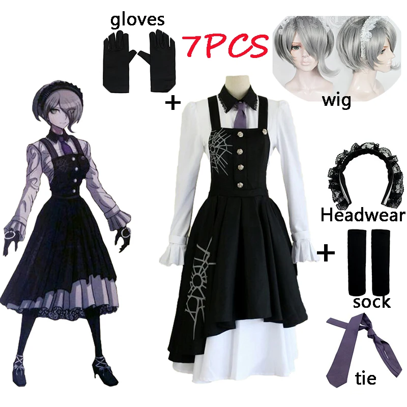 7PCS New Danganronpa V3 Tojo Kirumi Cosplay Costume Japanese Game Anime Uniform Suit Outfit Clothes and wigs Halloween Cosplay