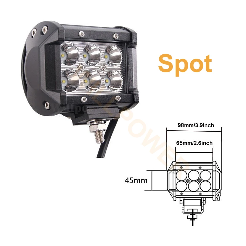 10pcs 4 Inch 18W led driving light 18W LED Light Bar Spot Flood 12v 24v LED work light bar 4x4 For uaz niva 4x4