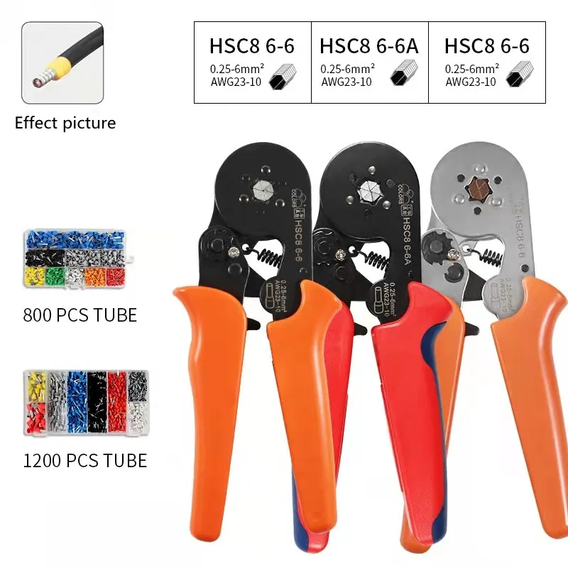 Tubular Terminal Crimping Tools Mini Electrical Pliers HSC8 6-4A/6-4 0.25-10mm² 23-7AWG 6-6 0.25-6mm² High Precision Clamp Sets