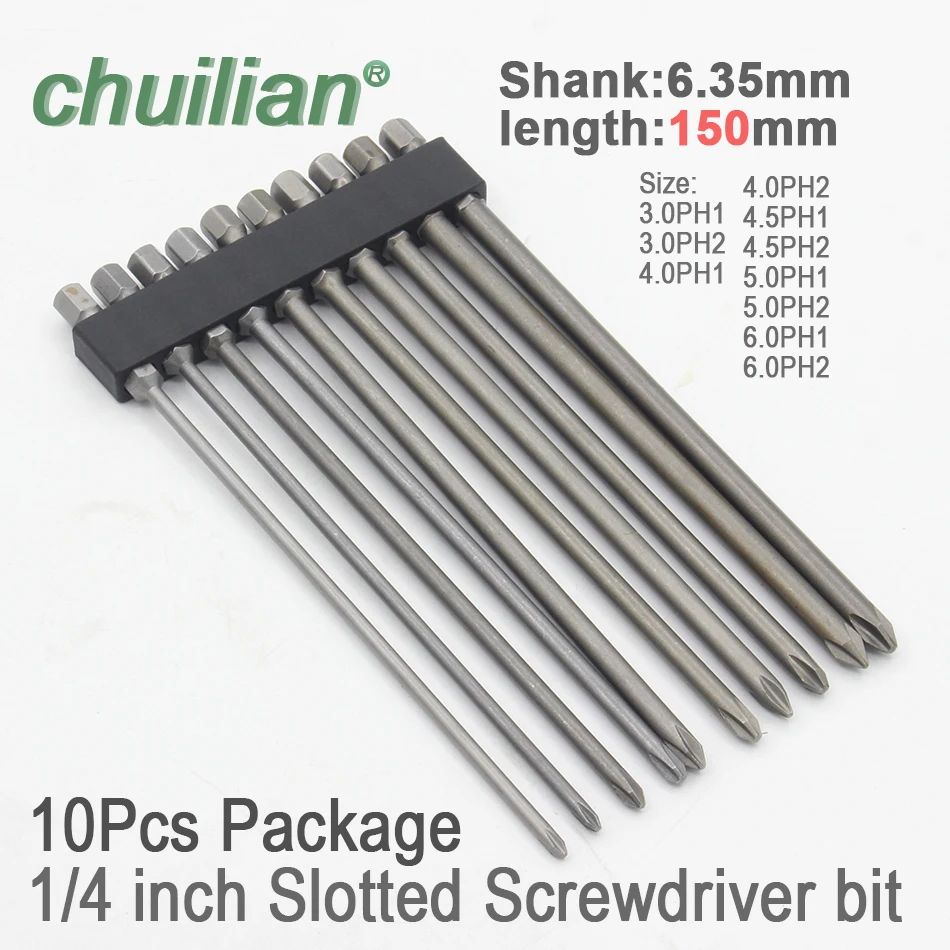 1Pcs 150mm long Hex Shank Magnetic Phillips Cross Screwdriver Bit Electric Screwdriver Head