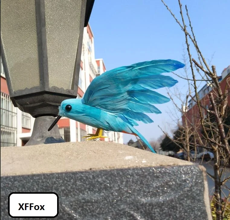 small cute simulation wings bird model foam&furs blue hummer bird doll gift about 16x25cm xf2492