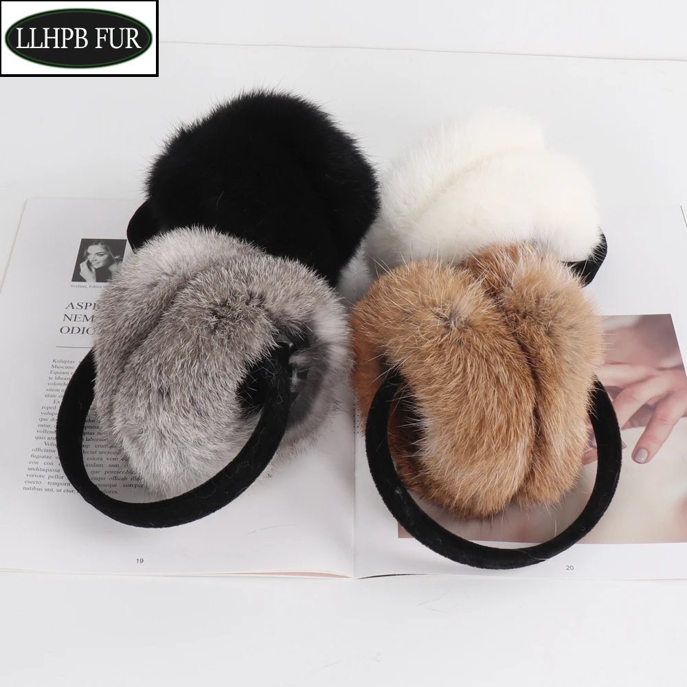 2025 nouvelle mode filles en plein air 100% naturel fourrure de lapin oreillette femmes hiver chaud moelleux réel fourrure de lapin cache-oreilles cadeaux féminins