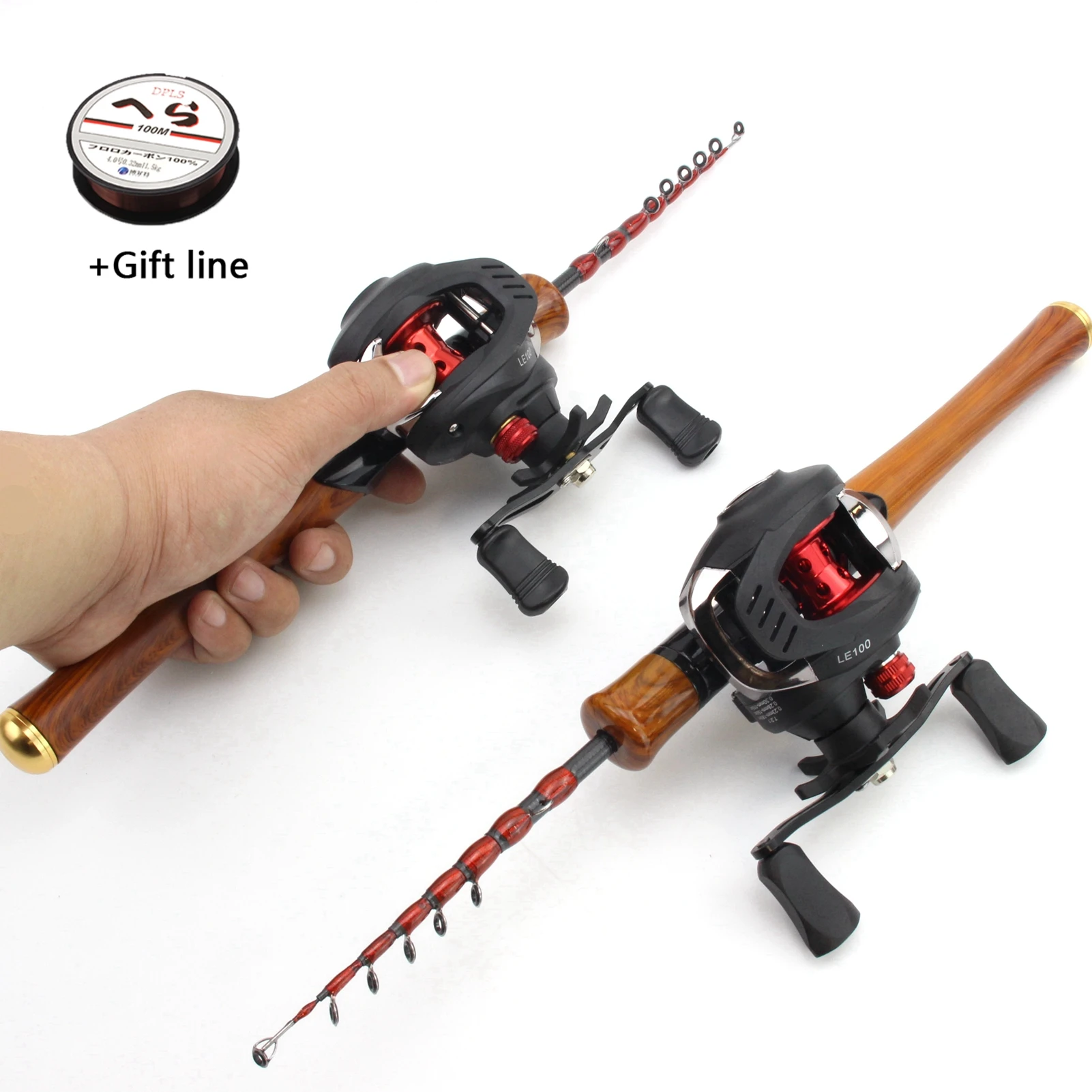 1.68m 1.85m Rod Reel Combos Carbon Portable Telescopic Casting Fishing Rod and Casting Reels Set Beginner Small fish rod pesca