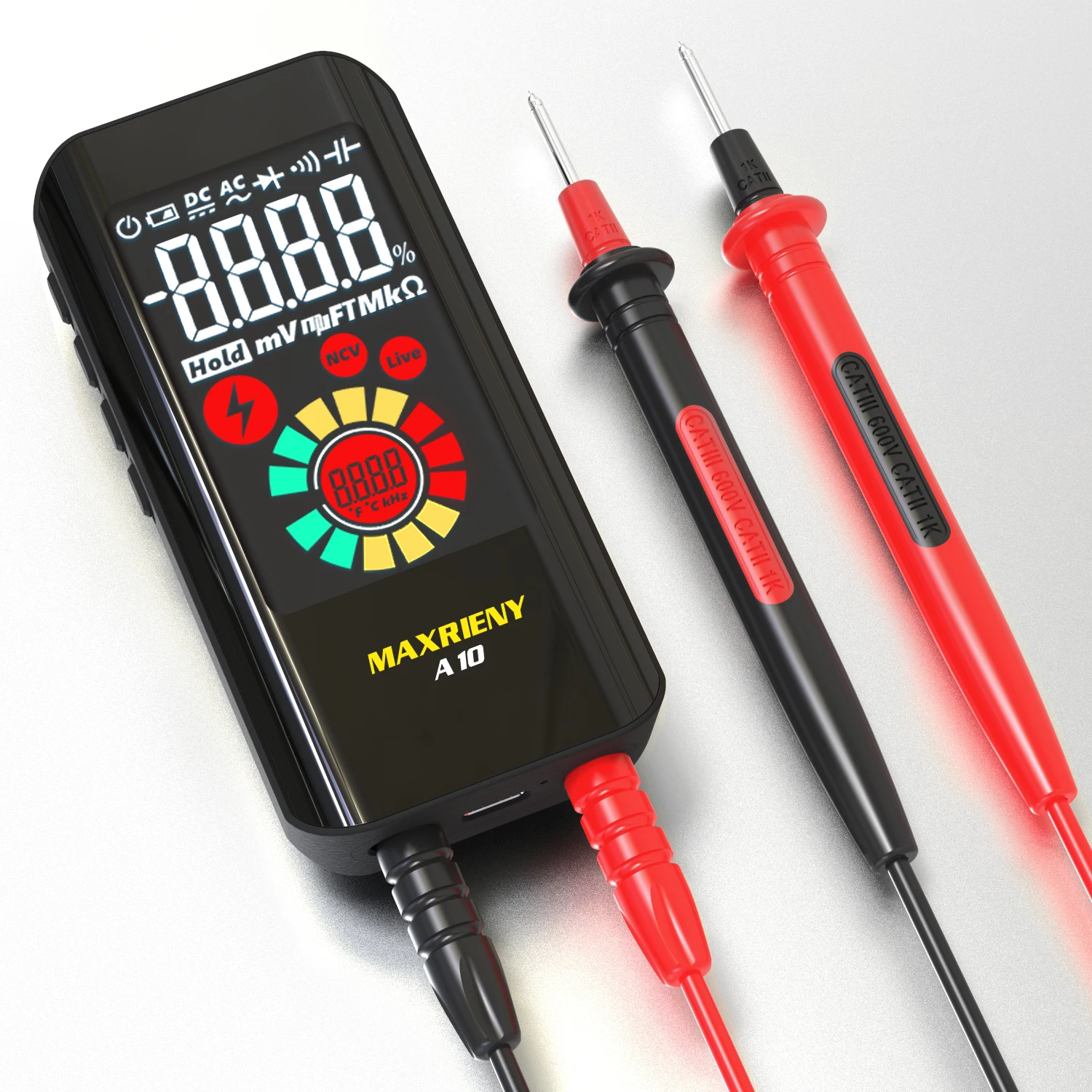 MAXRIENY Smart Digital Multimeter A10 True RMS EBTN Farbdisplay DC AC Spannung Kapazität Ohm Diode NCV Hz Live Wire Tester – Detail 2