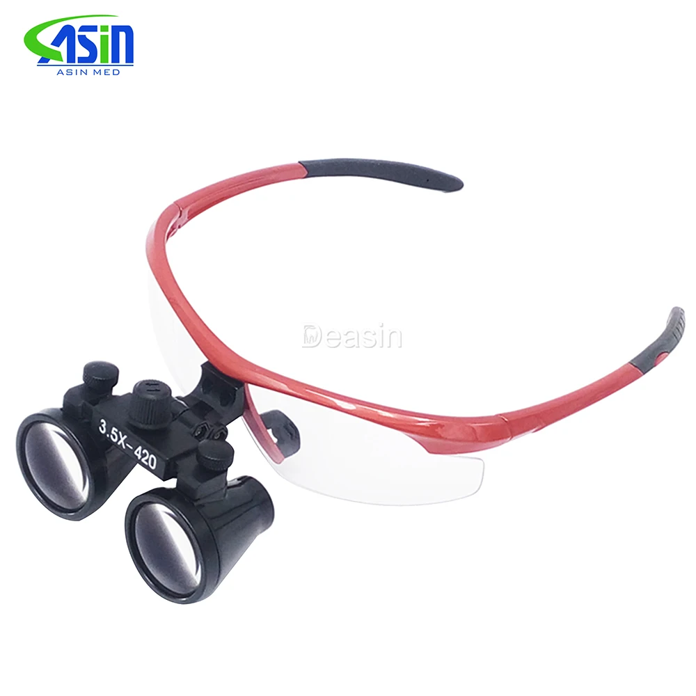 3.5X 420mm Medical loupe optical glasses Dentist surgical loupe Red frame