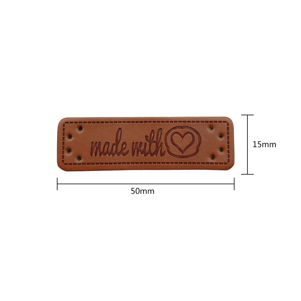 15X50Mm realizzato con etichette a cuore per abiti fatti a mano con etichette d\'amore per abbigliamento regalo etichetta per cucire in pelle fatta a